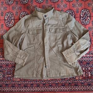 Tommy Hilfiger Woman XL British Khaki Cotton Canvas Y2K Utility/Workwear Jacket